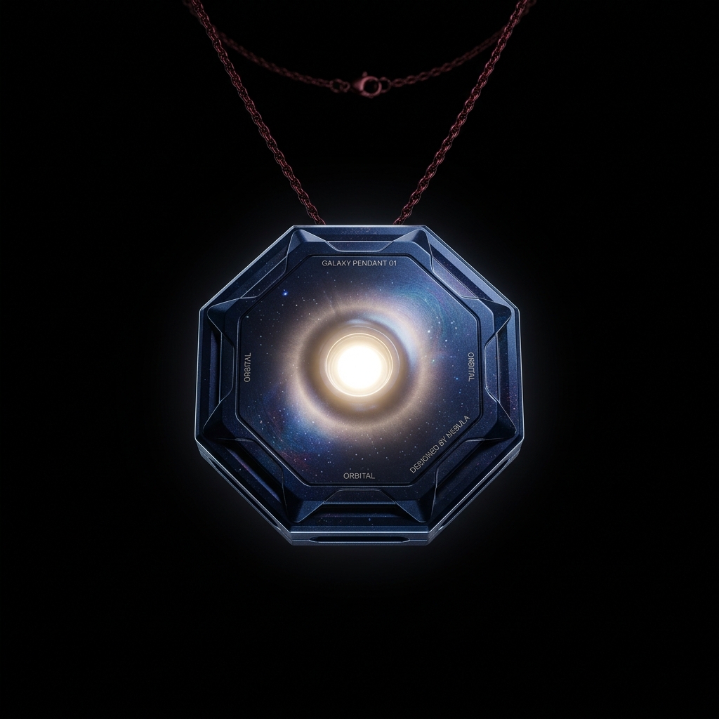 Quavil pendant — listening, glowing in darkness