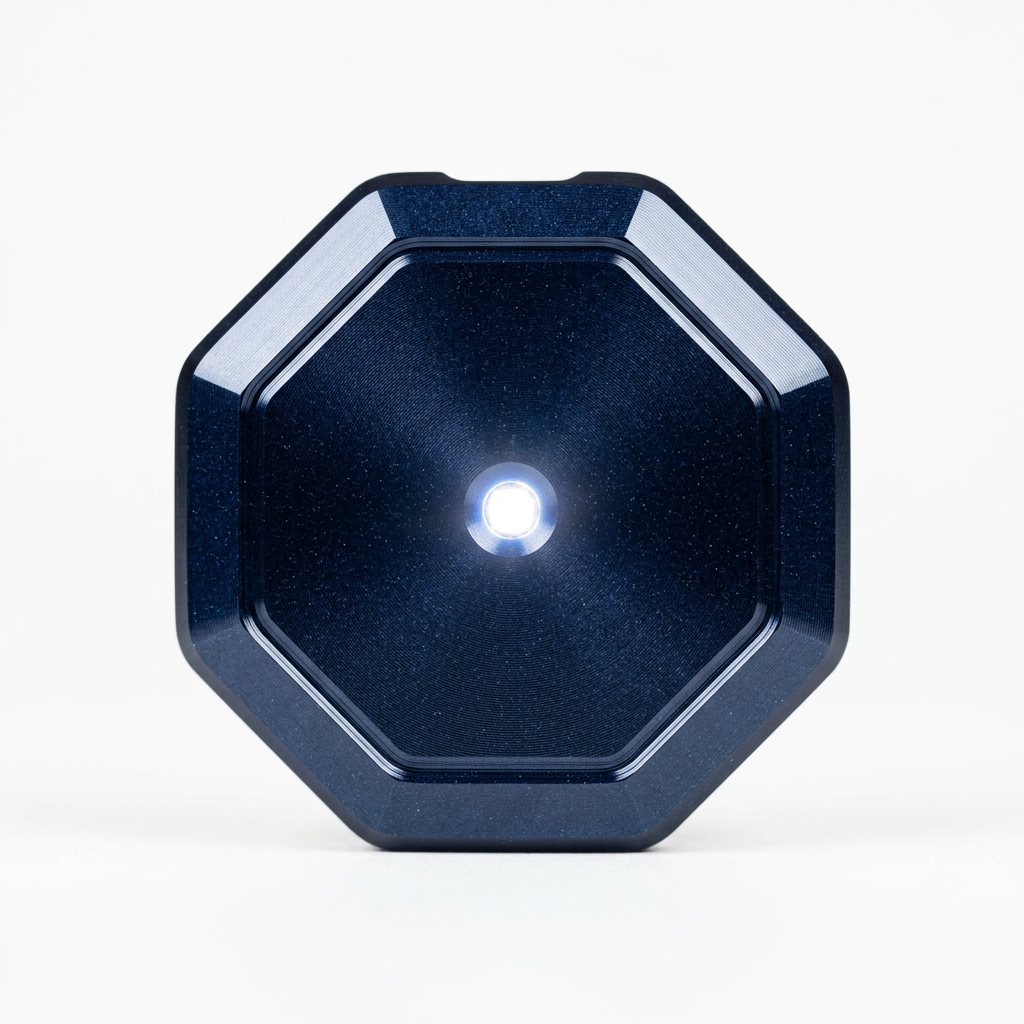 Quavil pendant — precision machined octagonal body closeup